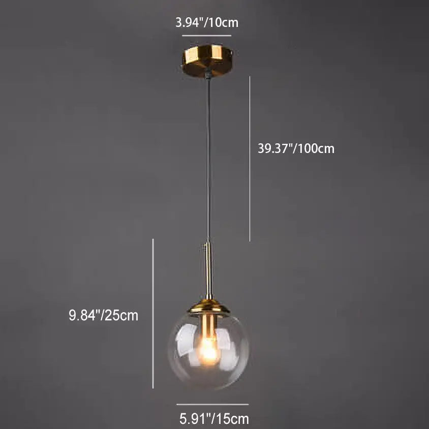 Contemporary Nordic Copper Spherical Glass Shade 1/3/5-light Island Light Chandelier for Dining Room Lumendat