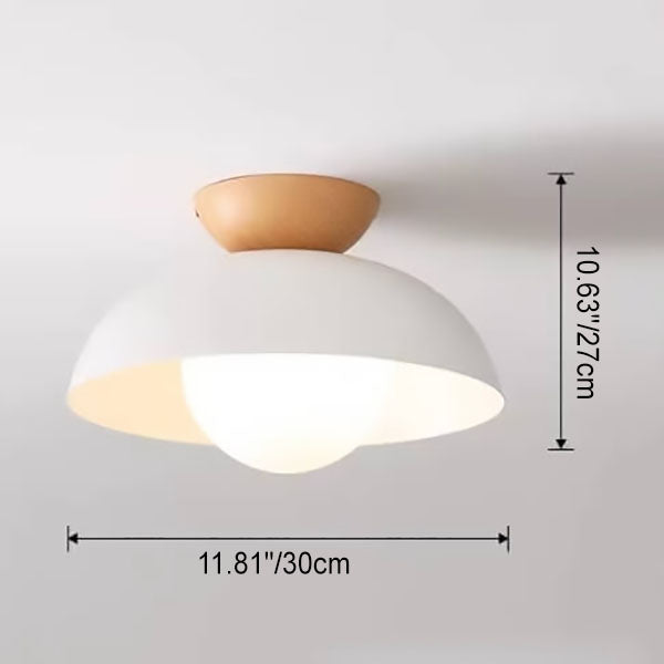 Modern Simple Wrought Iron Log Bowl-shaped 1-light Semi-flush Mount Ceiling Light