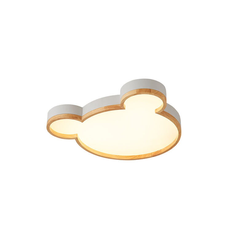 Lumendat Nordic Wood Bear Shape LED Kids Flush Mount Ceiling Light Lumendat