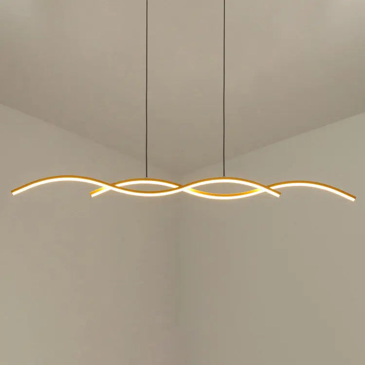 Nordic Minimalist Long Strip Wave Design Island Light LED Chandelier Lumendat