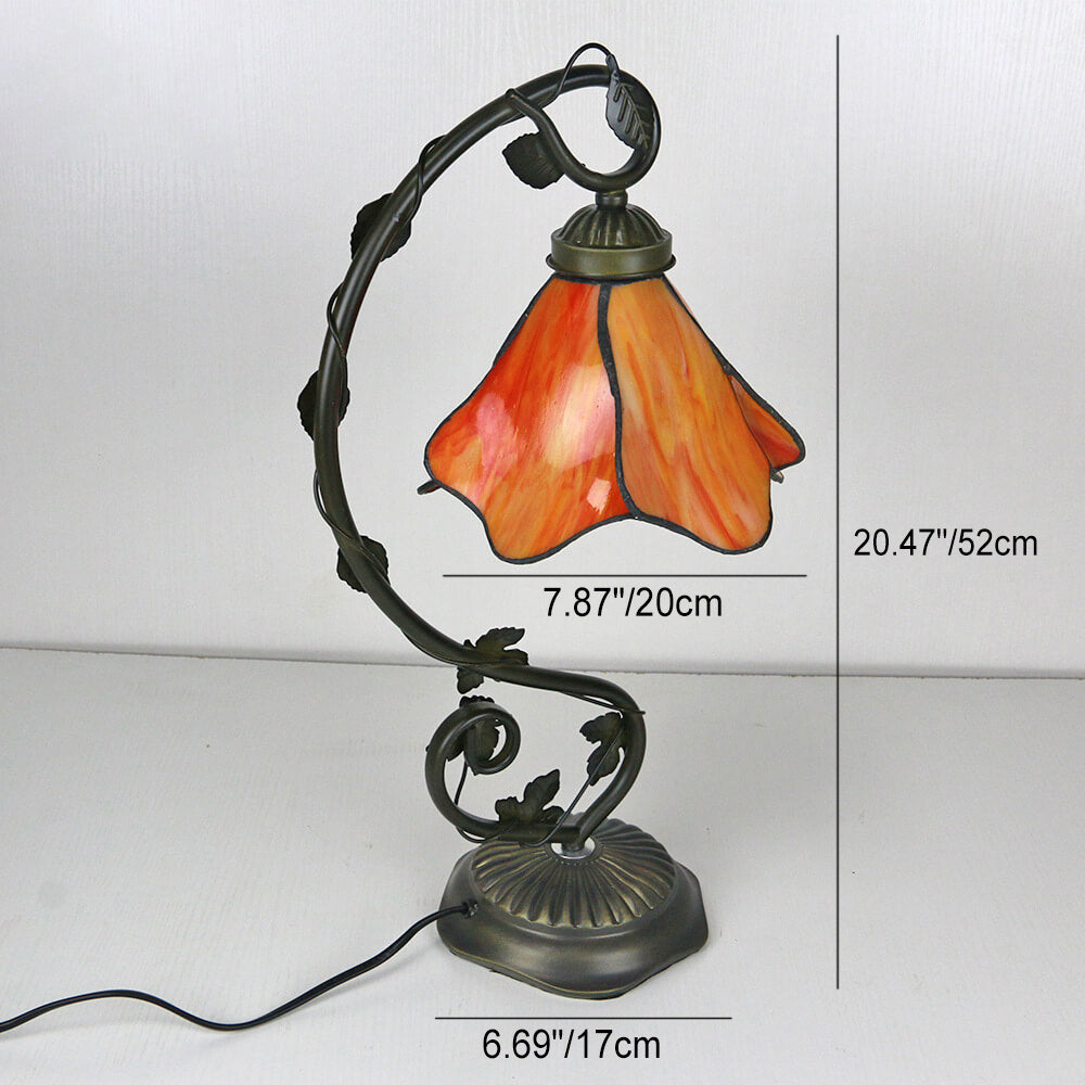 Tiffany Simple Flower Petal Resin Stained Glass 1-Light Table Lamp Lumendat