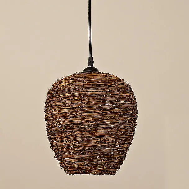Retro Rattan Weaving Dome 1-light Pendant Light Lumendat