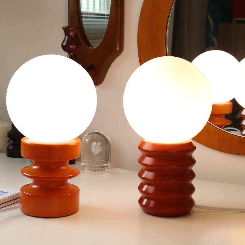 Vintage Orange Solid Glass 1-Light Table Lamp Lumendat