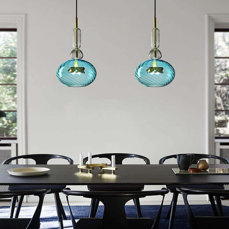 Nordic Colorful Candy Cane Glass 1-light LED Pendant Light BulbSquare