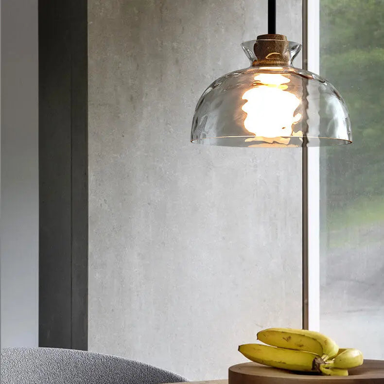 Nordic Clear Rippled Glass Shaded 1-light Pendant Light Lumendat