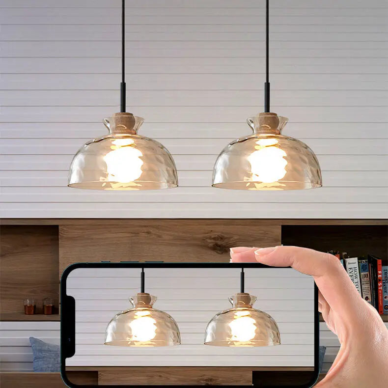 Nordic Clear Rippled Glass Shaded 1-light Pendant Light Lumendat