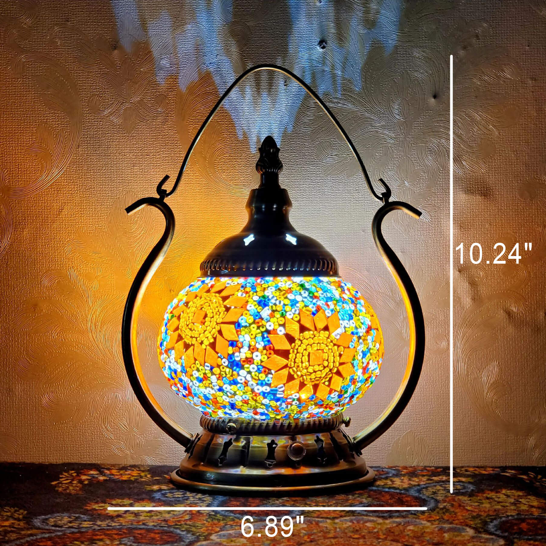 Moroccan Stained Glass Round Pot USB Rechargeable LED Portable Table Lamp Lumendat
