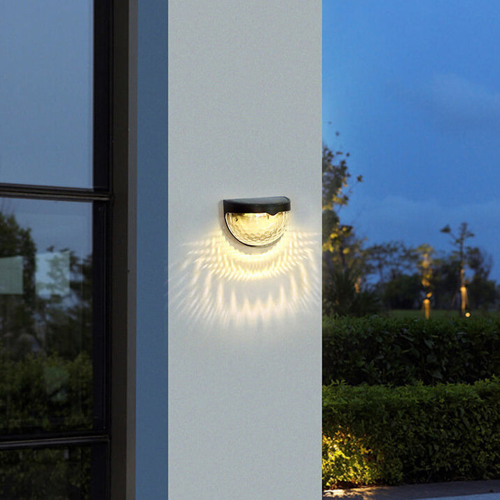 Solar Semi Circle Outdoor Waterproof Light Shadow Fence Wall Sconce Lamp Lumendat