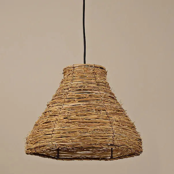 Retro Rattan Weaving Dome 1-light Pendant Light Lumendat