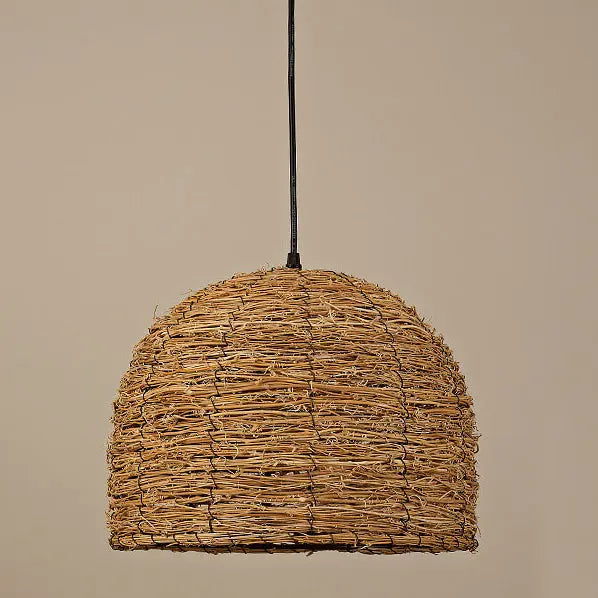 Retro Rattan Weaving Dome 1-light Pendant Light Lumendat