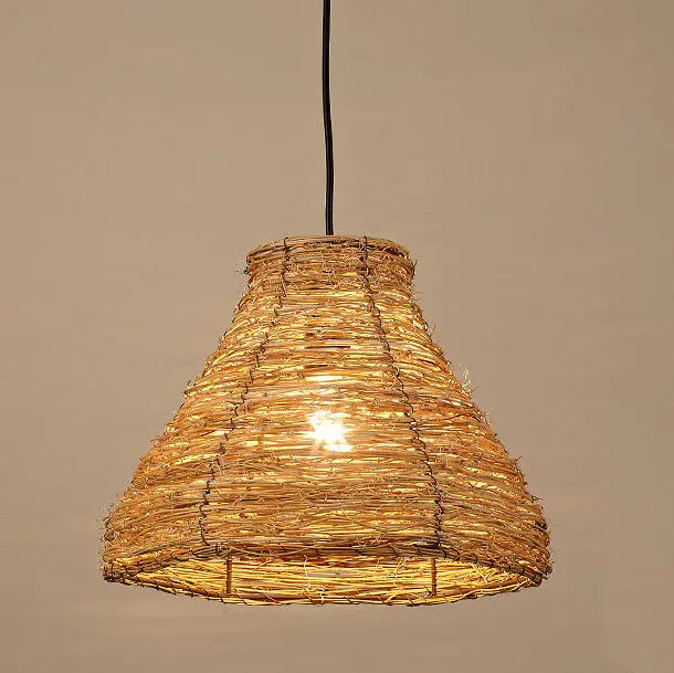 Retro Rattan Weaving Dome 1-light Pendant Light Lumendat