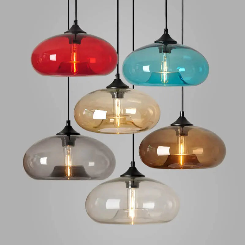Creative Colored Glass Oval 1-light Pendant Light Lumendat