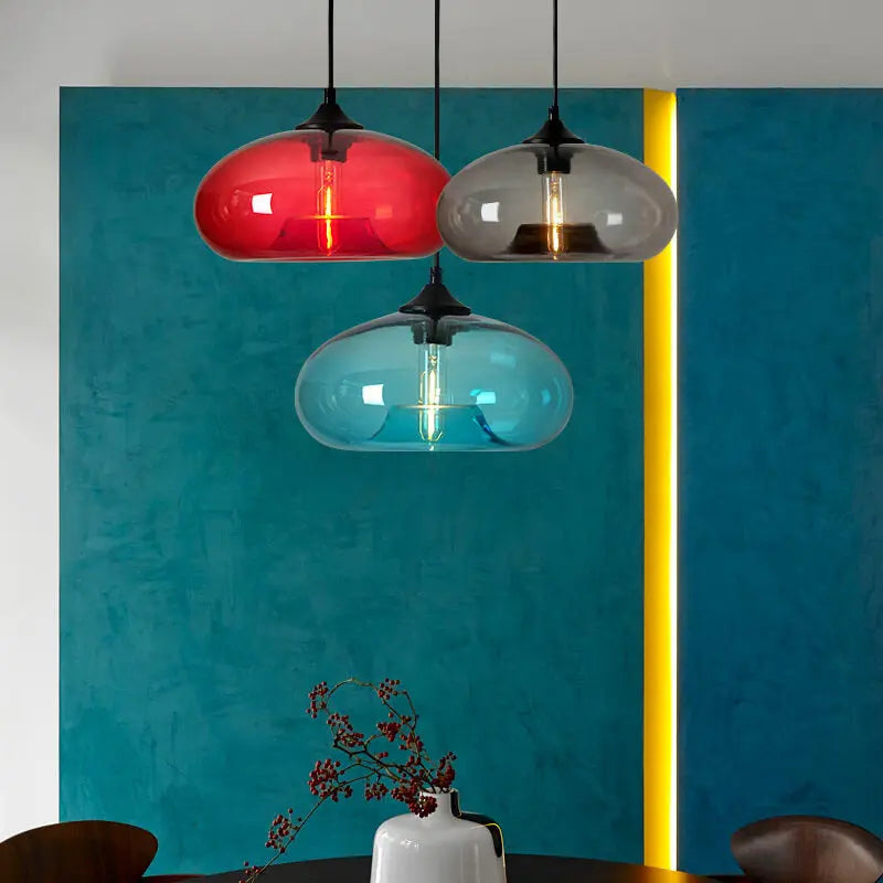 Creative Colored Glass Oval 1-light Pendant Light Lumendat