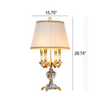 European Luxury Fabric Candle Holder with Crystal Base 4-Light Table Lamp Lumendat