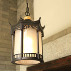 Retro Chinese Outdoor Waterproof Hexagonal Lantern 1-light Patio Pendant Light BulbSquare
