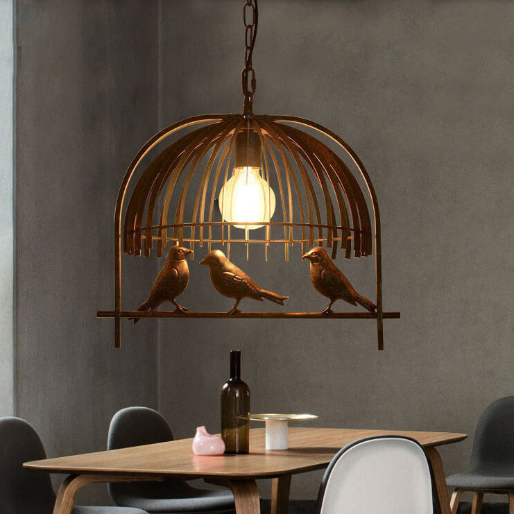 Vintage Creative Iron Birdcage 1-light Pendant Light BulbSquare