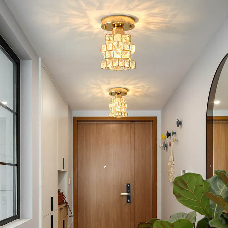 Modern Creative Crystal 1-light Semi-flush Mount Ceiling Light