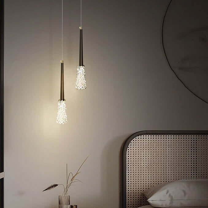 Modern Copper Clear Glass Tapered 1/2 Light Pendant Light