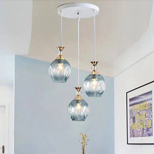 Contemporary Nordic Gradient Glass Metal Orb 1/3 Light Island Light Chandelier for Living Room modern luxury lighting fixture