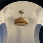 Vintage Brass Yellow Glass 1-light Semi-flush Mount Ceiling Light BulbSquare