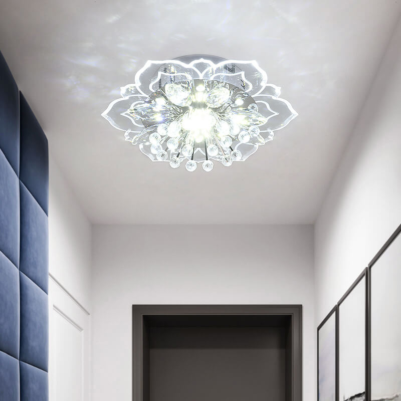 Modern Crystal Flower Shape LED Flush Mount Ceiling Light BulbSquare