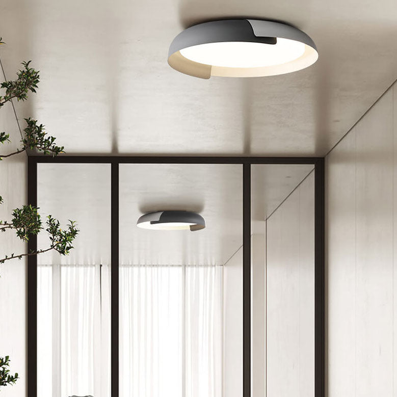 Minimalist Round Bowl Wood Grain LED Flush Mount Ceiling Light Lumendat