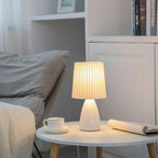 Nordic Vintage Pleated Shade Glass Base 1-Light Table Lamp Lumendat