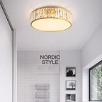 Modern Iron Crystal Round 3/4/5 Light Flush Mount Ceiling Light