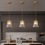 Modern Luxury Glass Bell Shade Brass 1-light Pendant Light BulbSquare