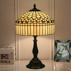 European Tiffany Yellow Baroque Glass 1-Light Table Lamp Lumendat
