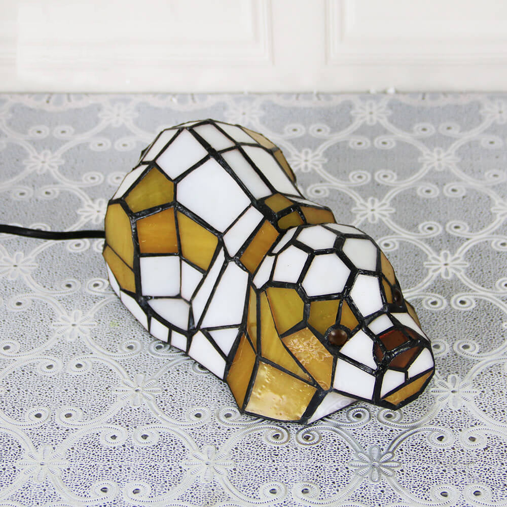 Tiffany Creative Cats /Dogs Stained Glass 1-Light Night Light Table Lamp Lumendat
