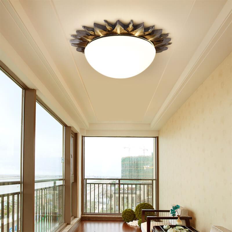 Vintage Glass Sun Bowl Shaped 1/3-Light Flush Mount Ceiling Light Lumendat