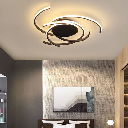 Minimalist Creative Circle Strip Aluminum Semi-flush Mount Ceiling Light