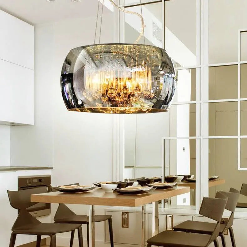 Modern Glass Shade Crystal Hanging 6-light Chandelier Lumendat
