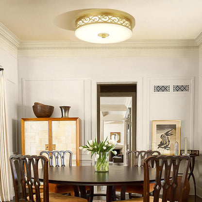 Vintage Circle Patterned Edge Iron 1-light LED Flush Mount Ceiling Light