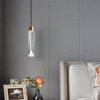 Modern Minimalist Crystal Cylindrical Brass LED Pendant Light