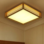 Nordic Solid Wood Square LED Japanese Tatami Flush Mount Ceiling Light BulbSquare