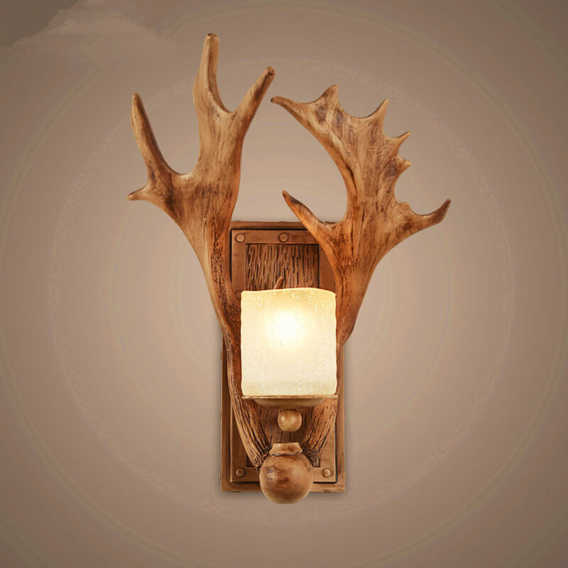 Vintage Antique Antler 1-Light Wall Sconce Lamp