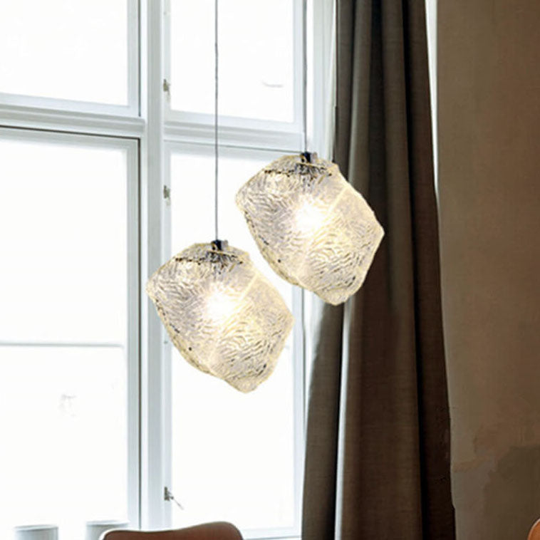 Nordic Creative Ice Cube Glass 1-light Pendant Light BulbSquare