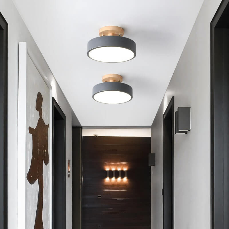 Nordic Log Round LED Semi-flush Mount Ceiling Light