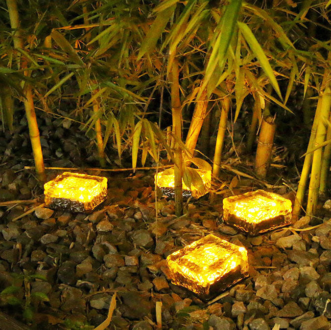Solar LED Ice Brick Waterproof Glass Ground Light Garden Light Lumendat