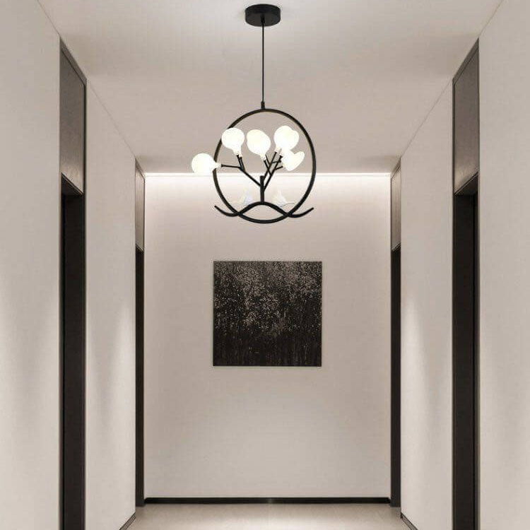 Nordic Metal Circular Bird Branch 9-light Chandelier BulbSquare