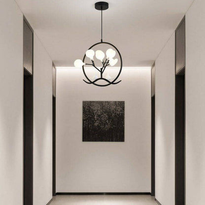 Nordic Metal Circular Bird Branch 9-light Chandelier