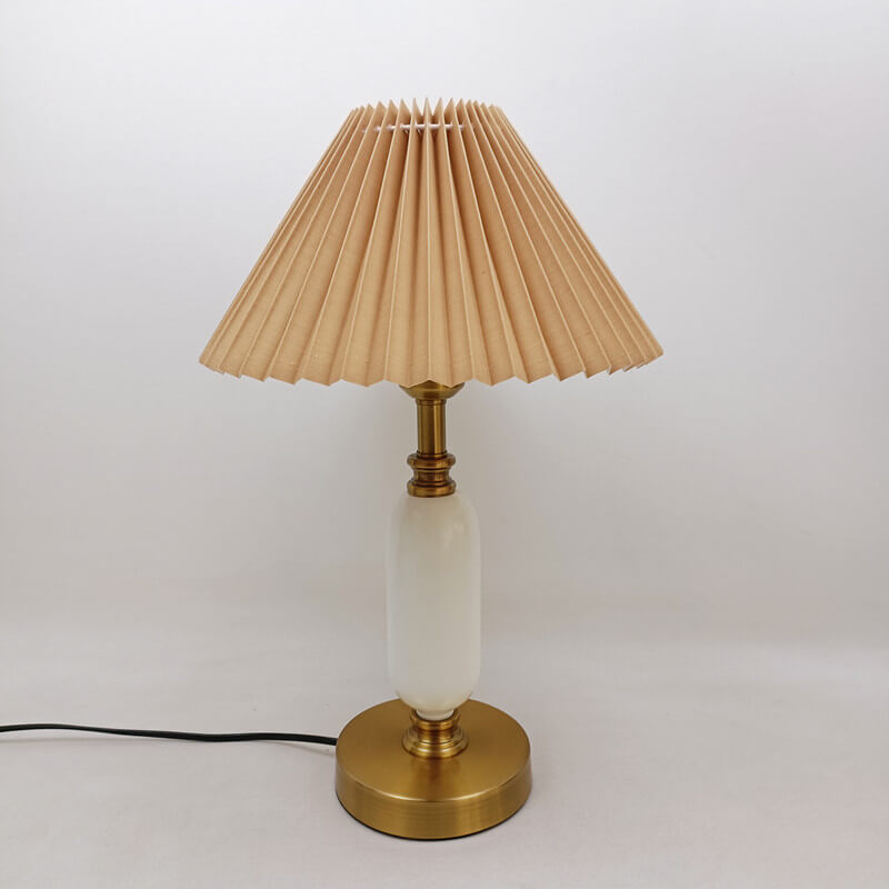 Retro Pleated Shade Column Base 1-Light Table Lamp Lumendat