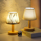 Vintage Linen Drum Shade 1-Light LED Table Lamp Lumendat