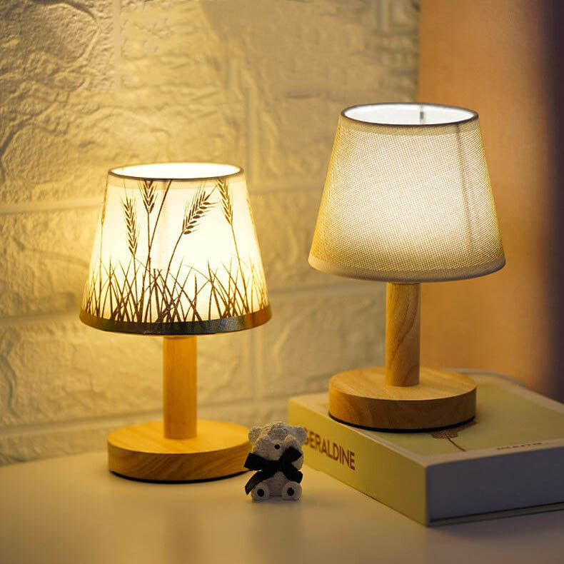 Vintage Linen Drum Shade 1-Light LED Table Lamp Lumendat