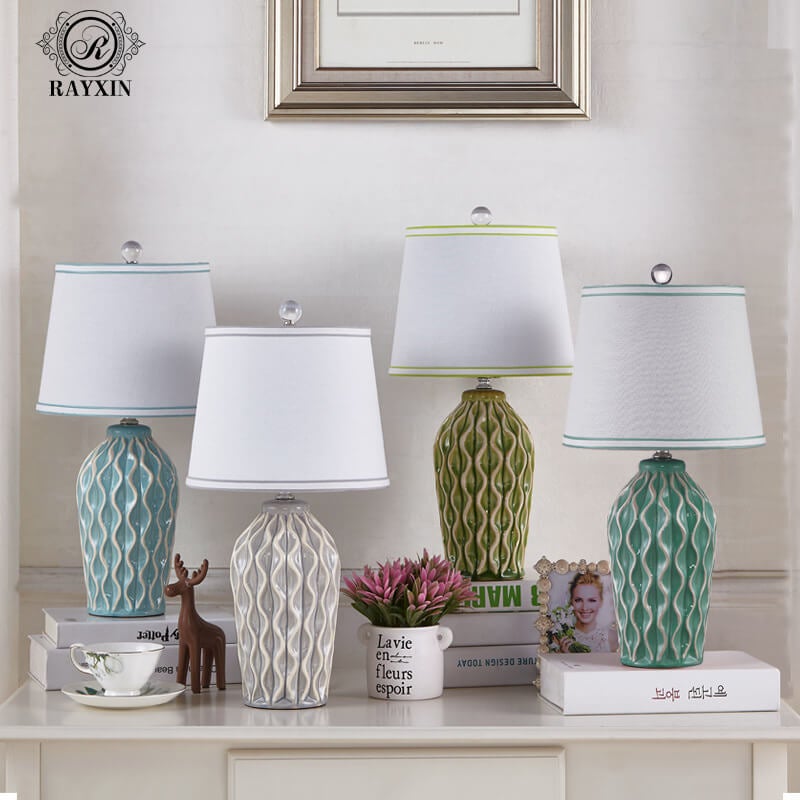 Modern Simple Fabric Ice Cracked Ceramics 1-Light Table Lamp Lumendat
