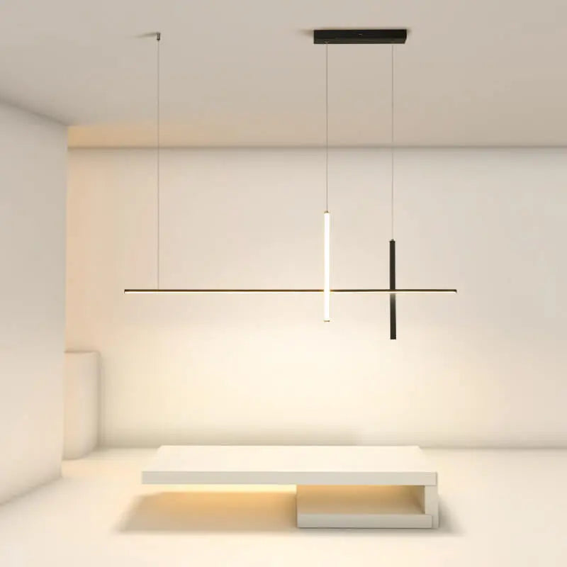 Modern Minimalist LED Linear Chandelier – Black & White, Adjustable Length Lumendat