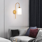 Modern Minimalist Glass Cylindrical Shade Bending Arm 1-Light Wall Sconce Lamp