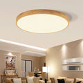 Nordic Solid Wood Round Ultra-thin LED Flush Mount Ceiling Light BulbSquare